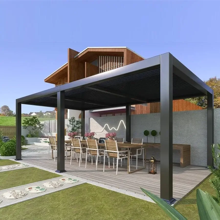 3x3 3x4 4x4 6x4m Factory Wholesale Modern Pergolas Outdoor Bioclimatic Garden Aluminium Louvered Pergola with Motorized Screen