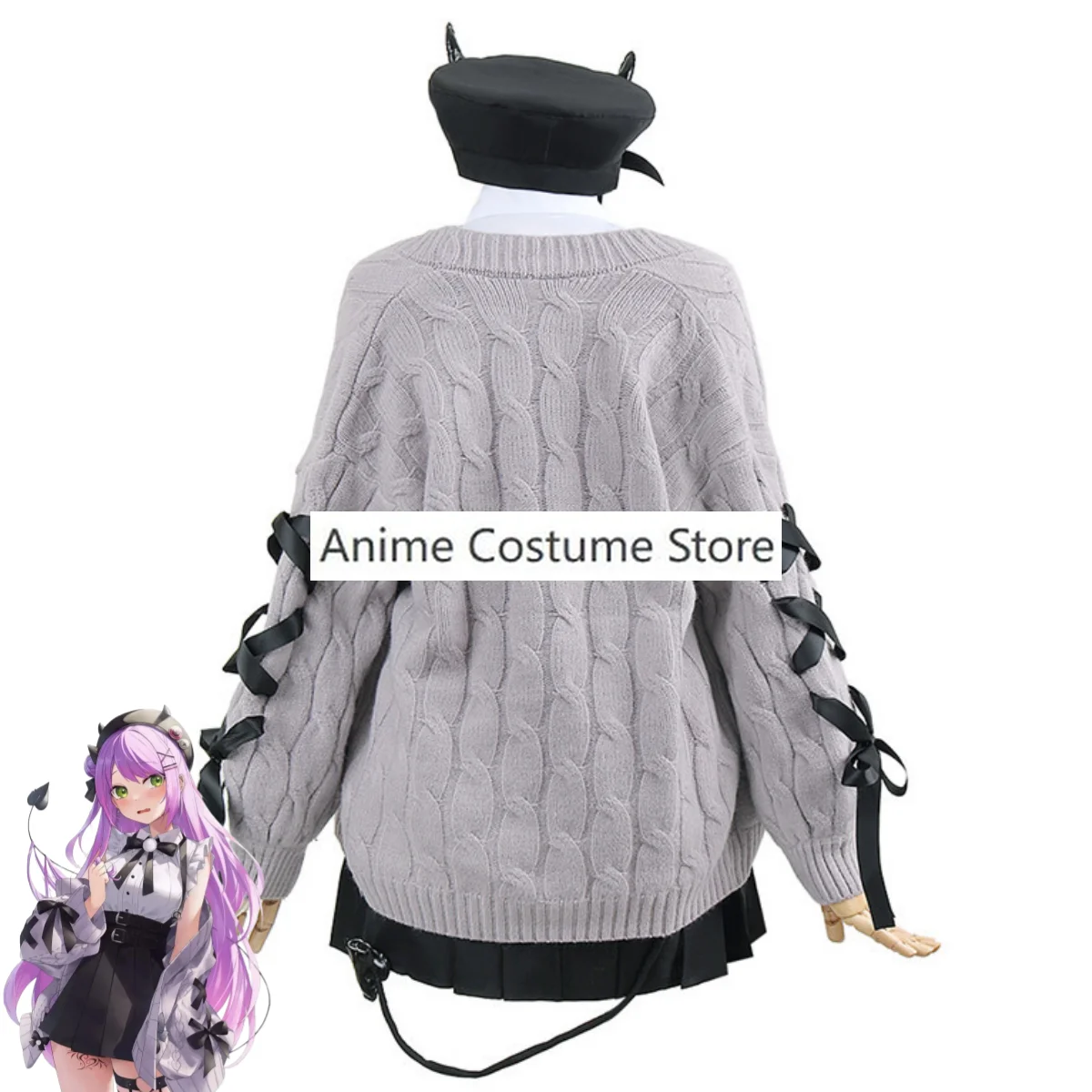 Disfraz de Anime Virtual YouTuber Tokoyami Towa para mujer, suéter de punto, chaqueta, uniforme JK, peluca, encantador traje de Halloween