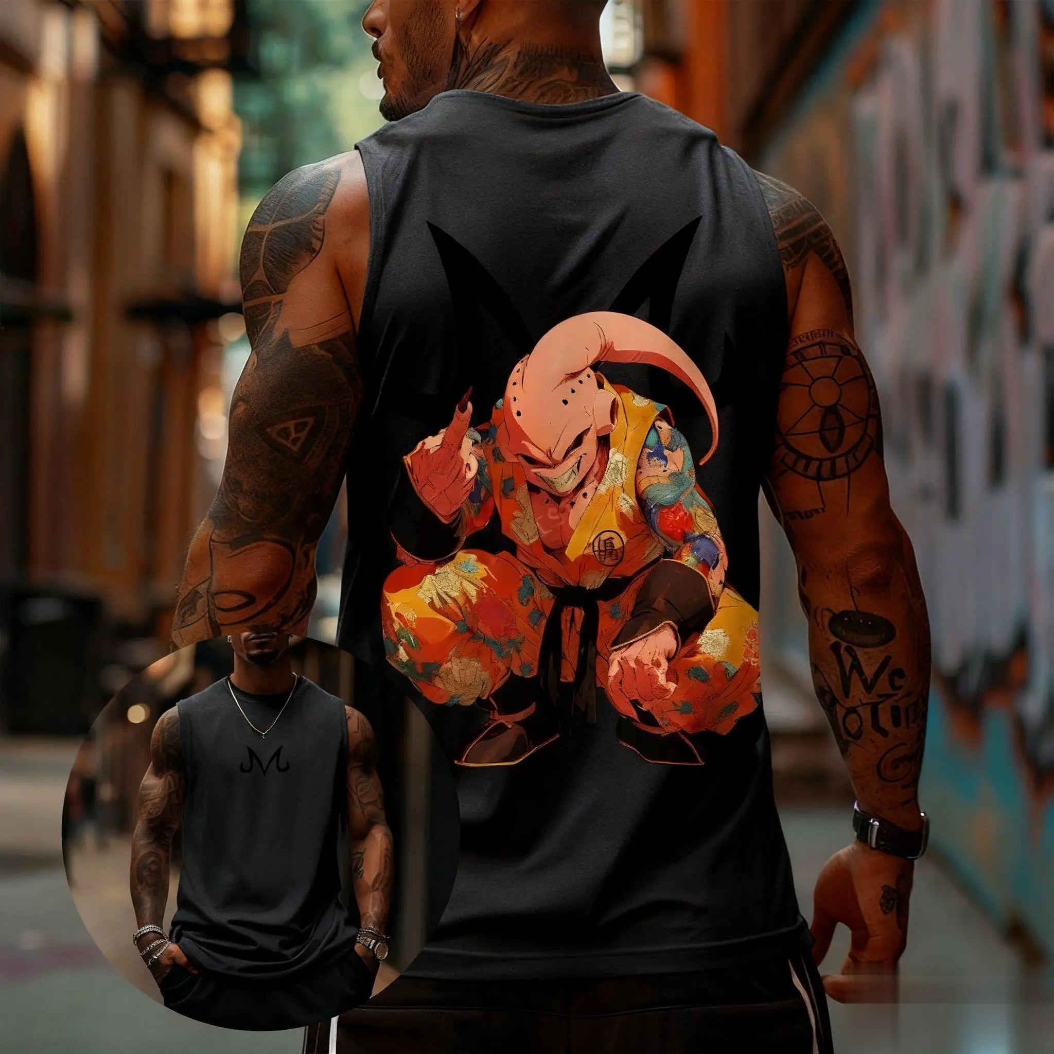 Camiseta sin mangas Dragon Ball Majin para hombre, ropa informal con estampado de Anime, chaleco sin mangas muscular, camisa de entrenamiento para gimnasio, moda informal ​ ​   Verano de 2025
