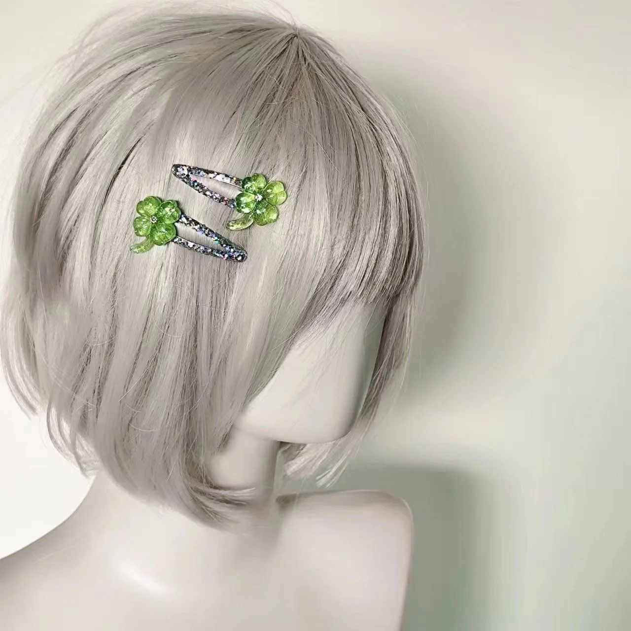 1 paio Lolita Girl Lucky Clover Fermaglio per capelli Retro Copricapo Clip accoppiata Y2K Ragazza Harajuku Gotico Accessori per sottocultura originali