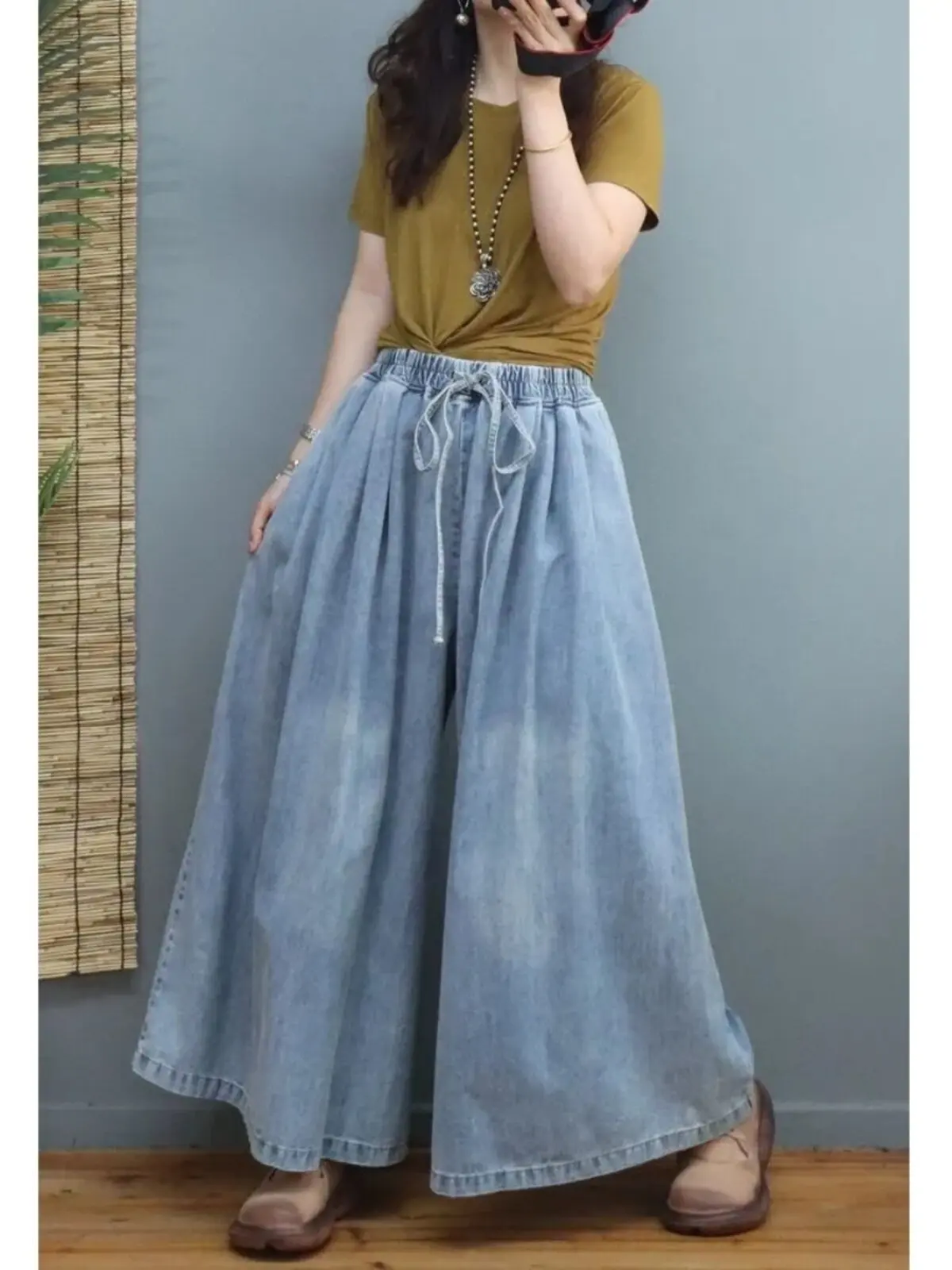 Women's Denim Pants Spring Summer Fashion Elastic Waist Loose Casual Harem Jeans Female Solid Color Baggy Hip Hop Streetwear