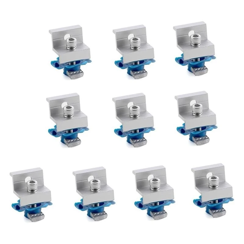 AB11-For DIY For Roof Solar Installation Mounting Brackets Kit 10 Pack Solar End Clamps For 30Mm Panel Frames