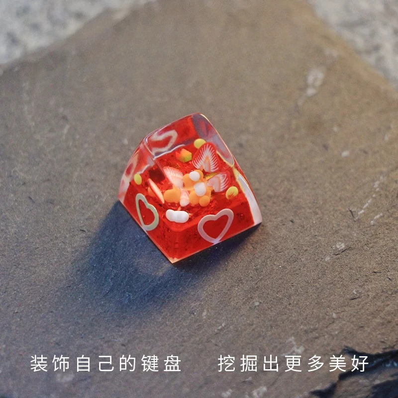 

Keycap Single transparent resin Mechanical keyboard cap SA Height strawberry soda keycap
