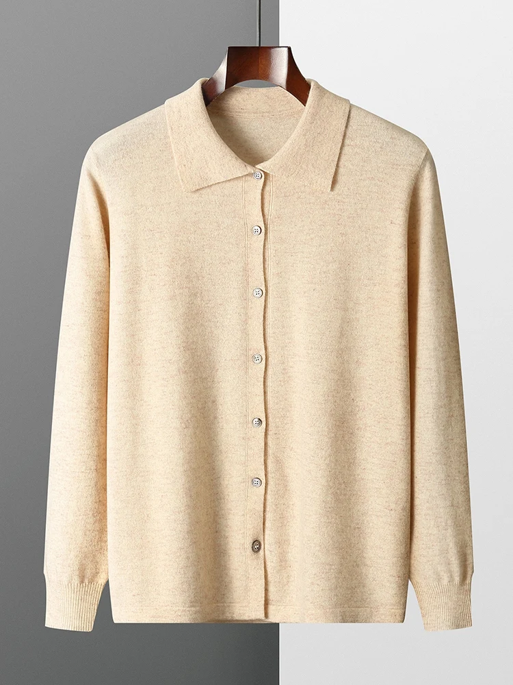 

TLOML New Autumn Winter Men Wool Sweater Coat Casual Polo Buttons Cardigan 100% Merino Wool Knitwear Fashion Cashmere Knit Tops