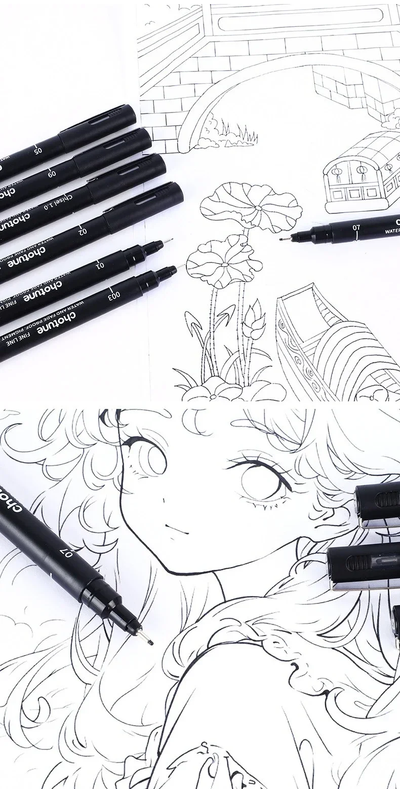 3/15 Spitzen schwarze Pigment-Mikrostift-Fineliner-Tintenstifte, Zeichnungskünstler-Illustrationsstifte Multiliner zum Skizzieren, Anime-Manga-Design – Detail 13