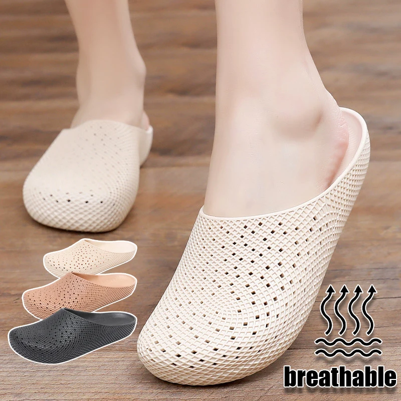 Men's Breathable Mesh Slip On Half Toe Kitchen Shoes Summer Anti Slip Clogs for Outdoor Indoor Use