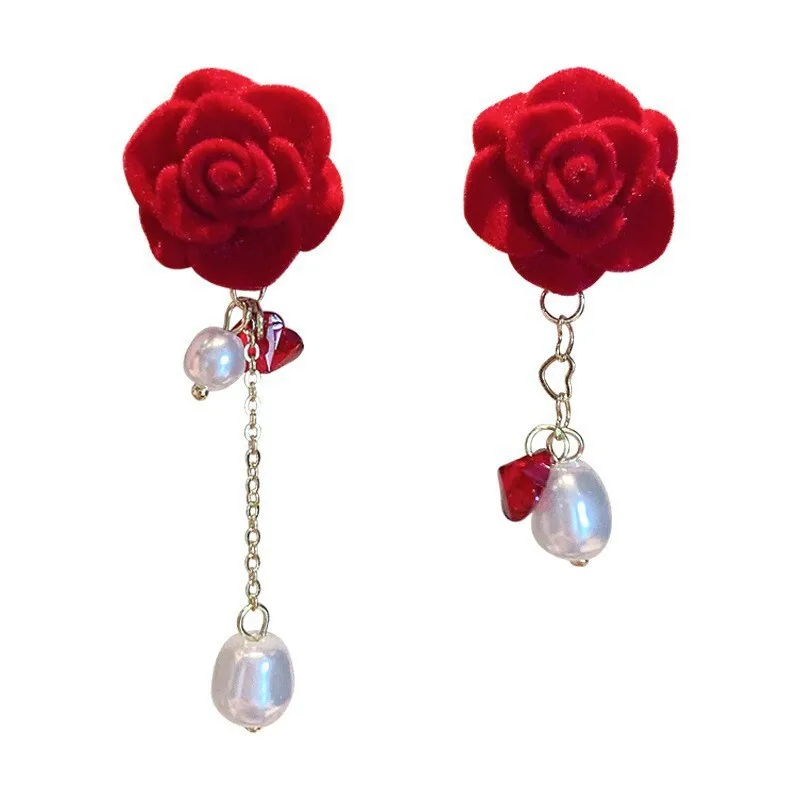 الأحمر احتفالي السنة الجديدة الزفاف المرأة الأقراط الراقية شخصية انخفاض الأقراط شكل قلب زهرة شكل فراشة عقدة الشكل