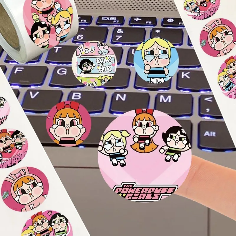 The Powerpuff Girls New High-value Handbook Cute Decorative Stickers Cartoon Ins Sealing Decoration Roll Sticker Sealing Glue