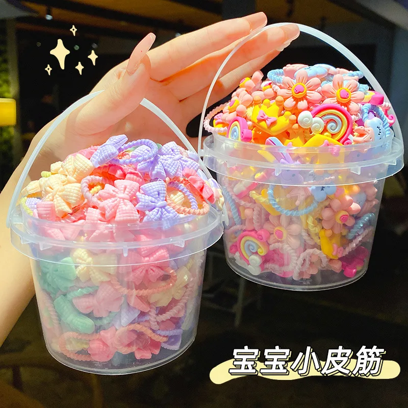 

40 шт./компл., подарочная бочка, детская резинка, милый ребенок, маленький пучок, не повреждает волосы, хорошая эластичность, аксессуары для девочек