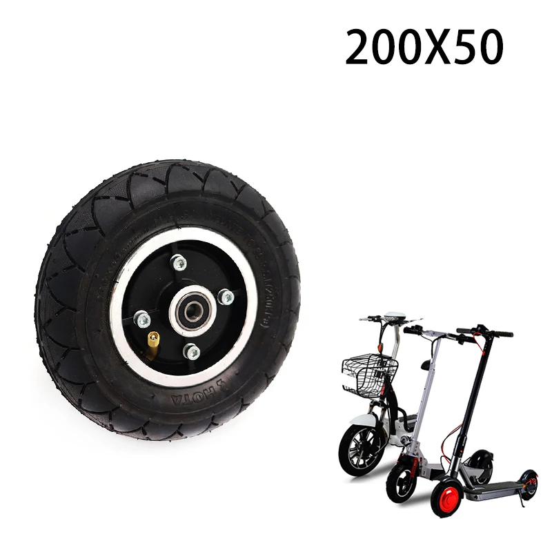 

200*50Electric Scooter Tyre With Wheel Hub8" 200x50 Inflation Electric Vehicle Aluminium Alloy Pneumatic Tire