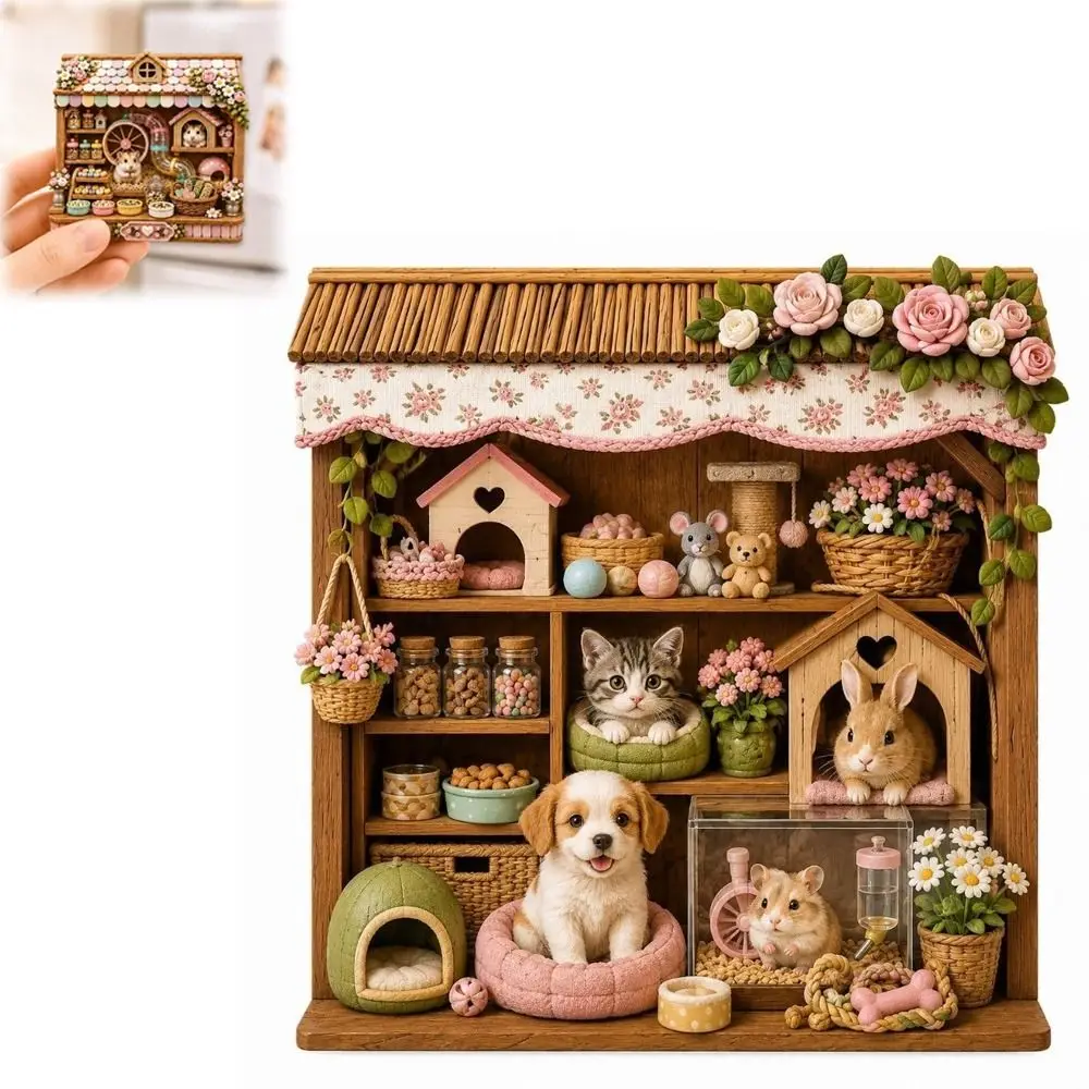 Resin Pet House Fridge Magnet 3D Raised Relief Cartoon Puppy Hamster Refrigerator Magnets Refrigerator Decoration Kitchen Decor