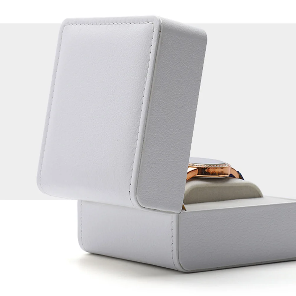 

Elegant Watch Box Case Display Storage Organizer Cushion Soft Wrist Watch Holder Decorative Jewelry Display Case (White)