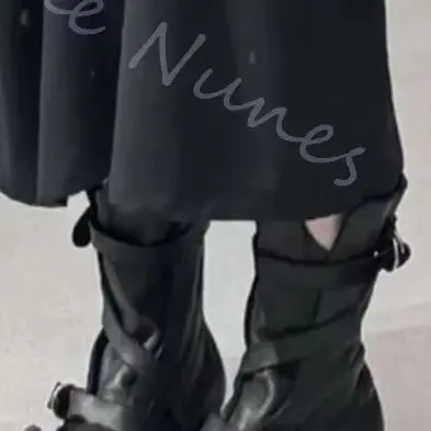Vintage Distressed Hiking Boots Men/women Platform Round Toe Belt Buckle Chunky Heel Mid Calf Boots 2026 New Fashion Knight Boot