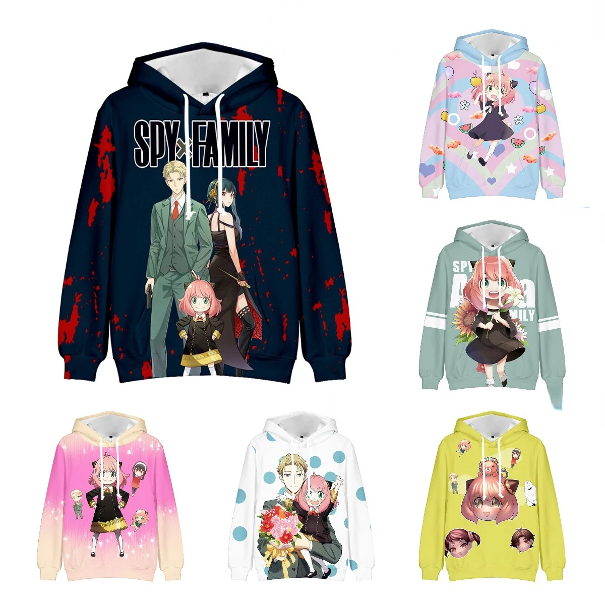 Anime Spy x Family Role Playing Clothing Anya Forger Yor Forger Adult And Children Casual Hooded Sweatshirt Top Pullover Coat