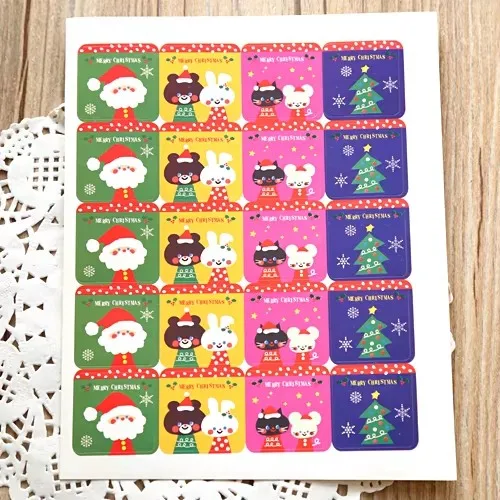 100pcs/lot Kawaii Christmas Animal Paper Stickers Decoration Gift Seal Sticker Stationery Labels Party Supplies (SS-1565)