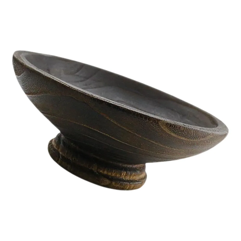 

Retro Solid Wood Fruit Plate Bowl Food Serving Tray Platter Coffee Dried Display