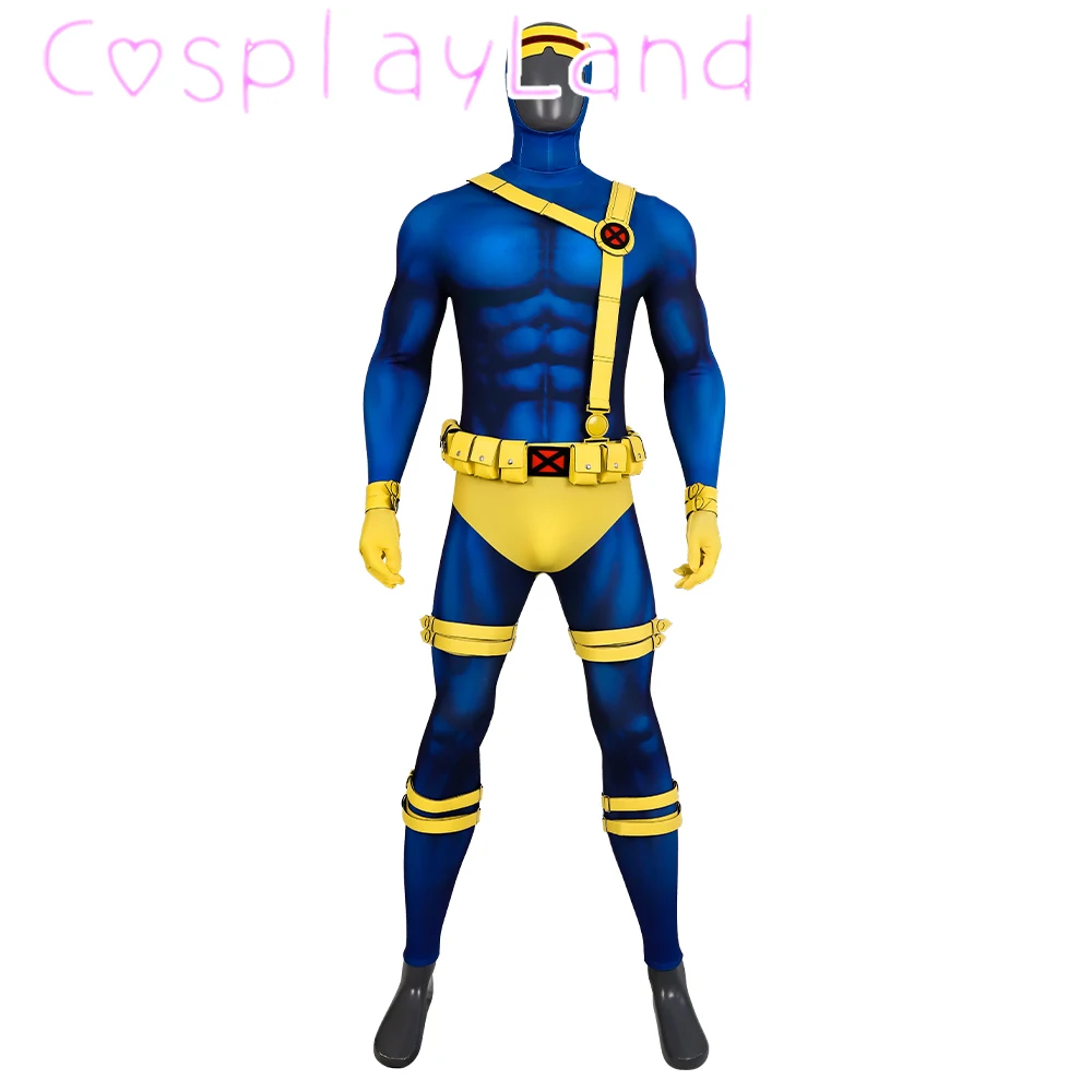 Scott Summers Cosplay Fantasia X 97 Super Villain Costume Combats Disguise for Adult Men Suit Halloween Carnival Party Clothes