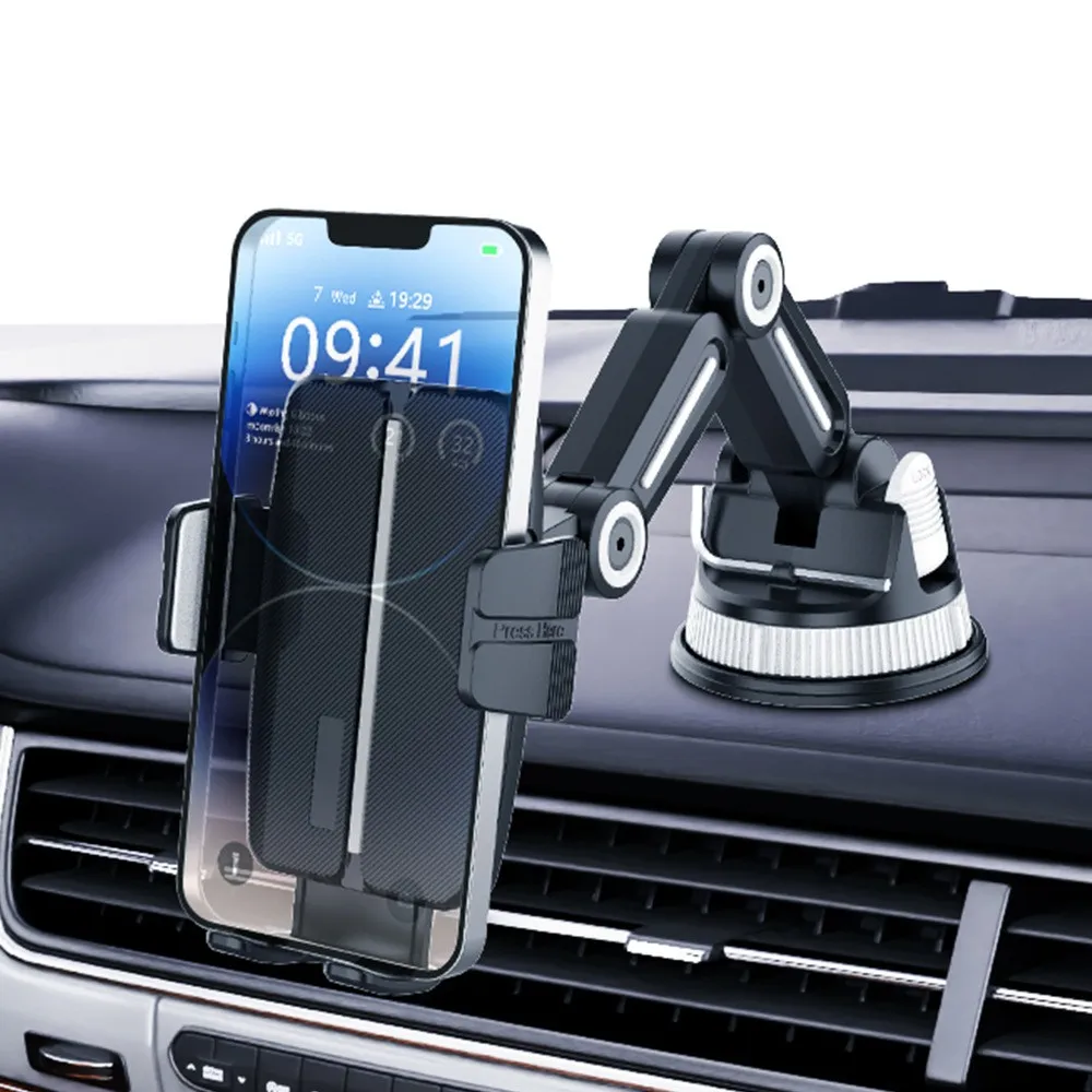 Support de téléphone de voiture à bras flexible réglable avec forte ventouse 360 °   Support de pare-brise de tableau de bord rotatif pour smartphones iPhone