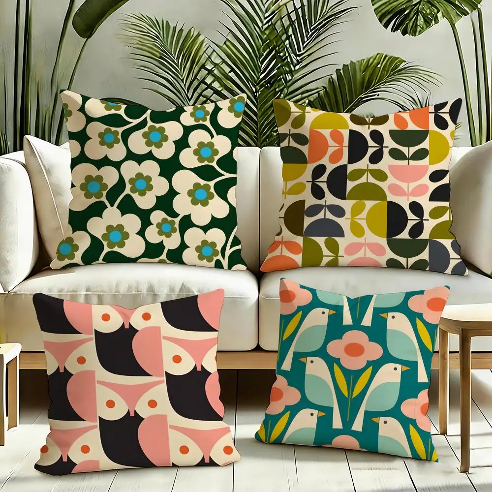 Aesthetic Art O-Orla Kiely Flower Stem Cushion Cover Reversible Plush Pillow Cover Soft Fluffy  Home Decor for Sofa Bedroom