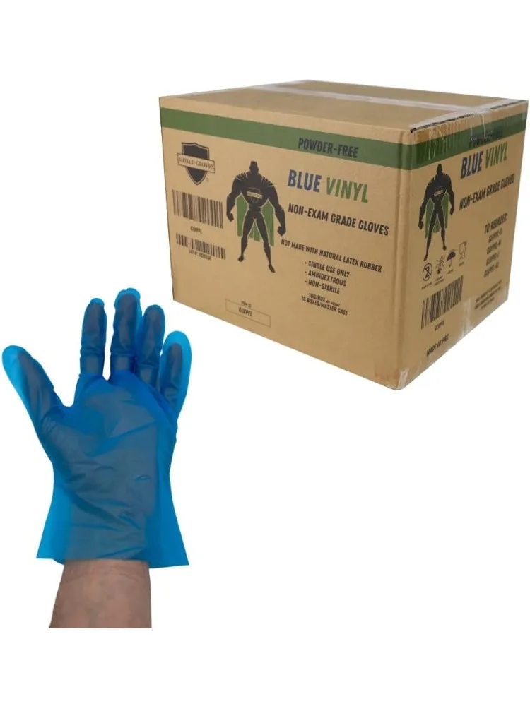 

Gloves, Powder Free Vinyl Gloves, Blue, Size Medium, 5 Mil Thick, 36000 Pack