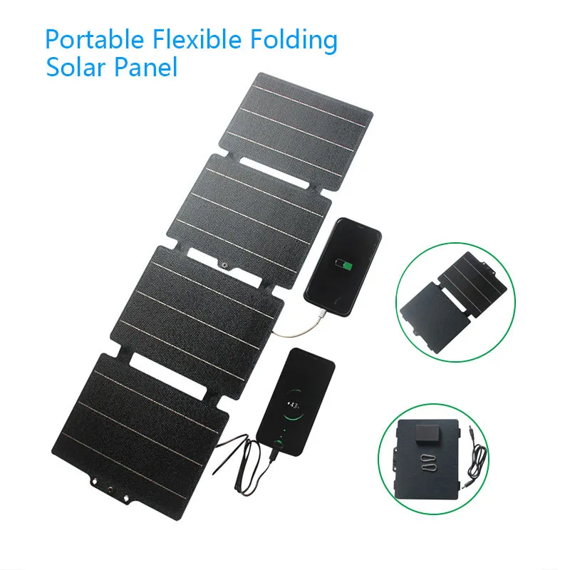 25 W faltbares Solarpanel Typ C USB DC 12 V Solarladegerät, flexible tragbare Solarzelle, Outdoor-Powerbank für Camping, Wandern