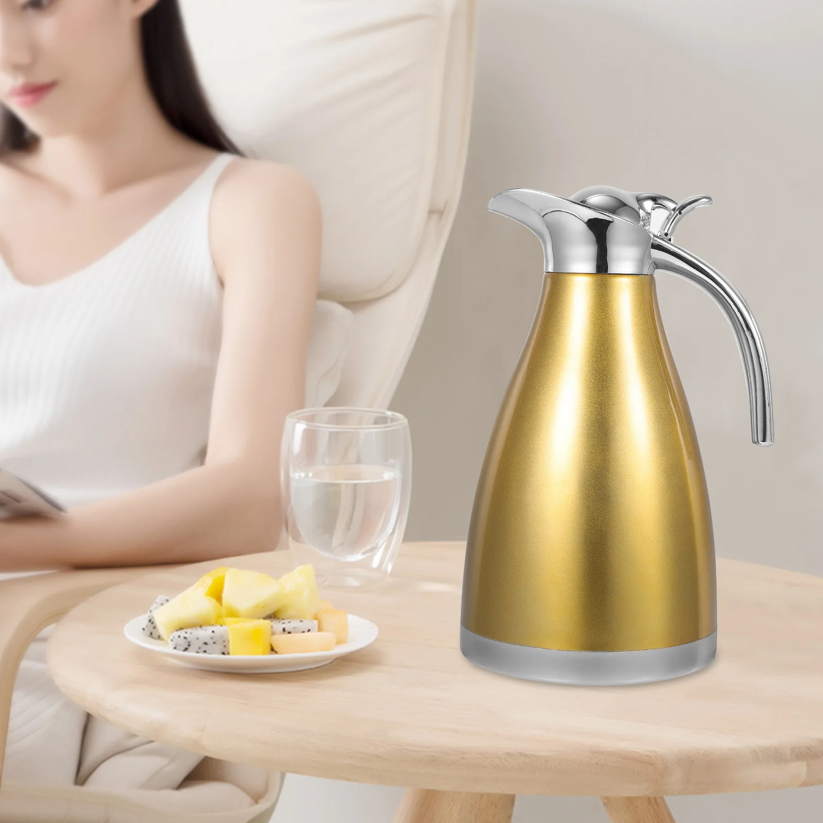 

Thermal Stainless Steel Cold Water Jug Bottle Boiling Kettle Dispenser Hot Pot Travel