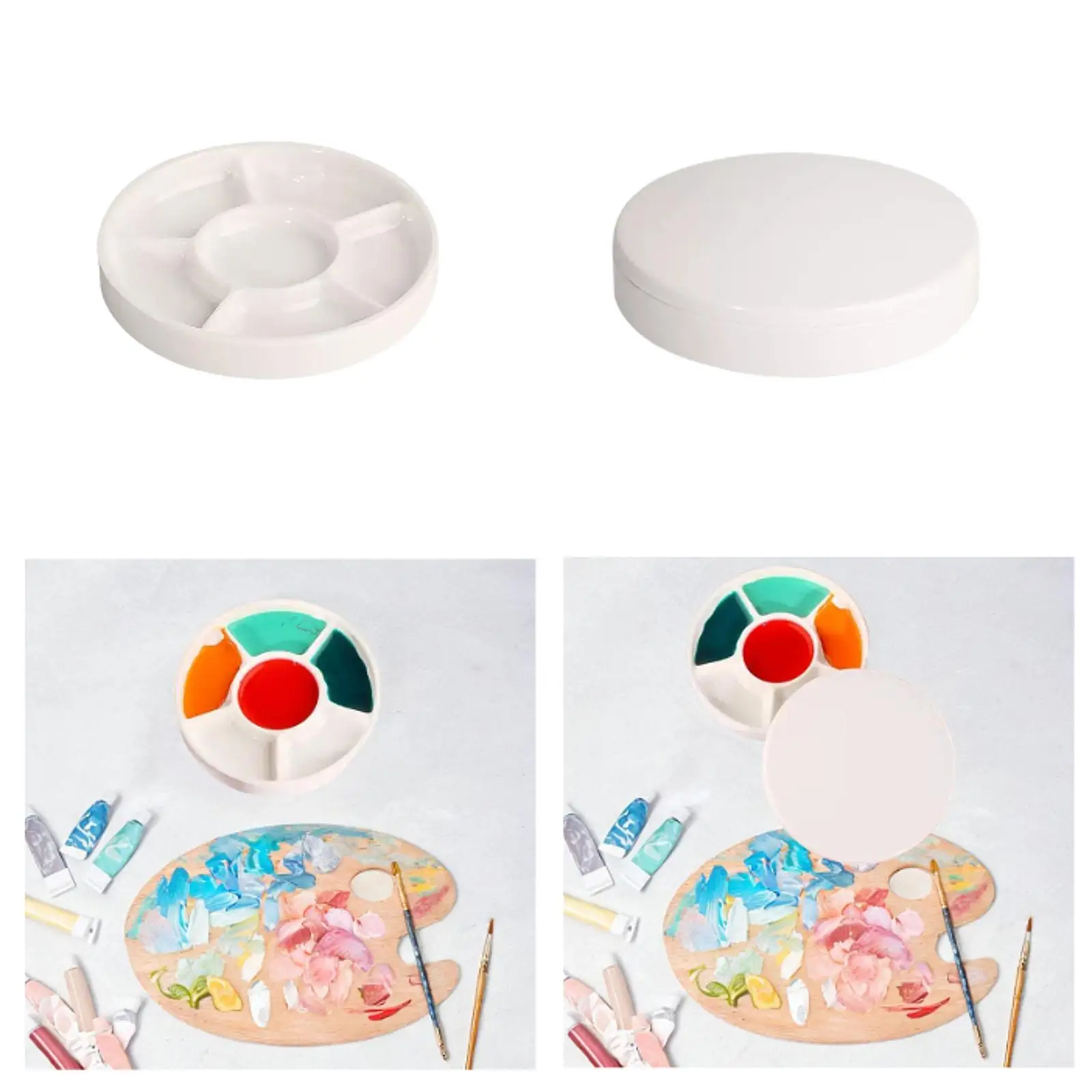 Tavolozza di colori per acquerello da 6 pozzetti Vassoio per miscelazione colori per vernici acriliche portatili semplici