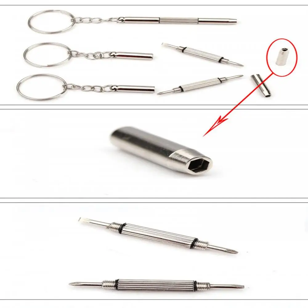 Portable 3 In 1 Screwdriver Eyeglass Sunglass Watch Repair Screwdriver Set Keychain Stainless Steel Mini Screwdriver Hand Tools view 4