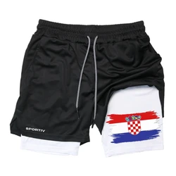 Flag Graphic 2 in 1 Performance Shorts for Men Gym Athletic Quick Dry Breathable Shorts Patriotic Workout Running Shorts