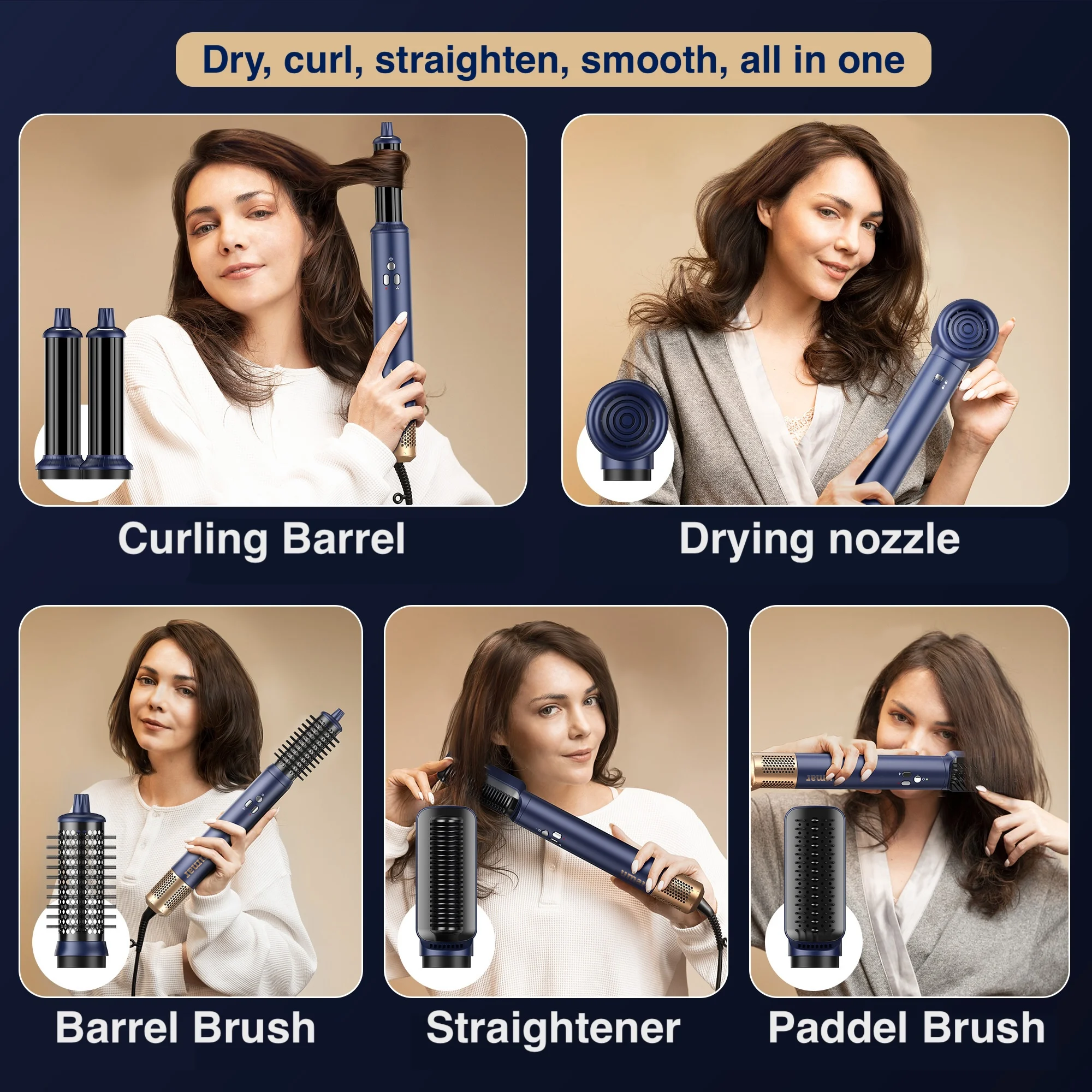 Professional Hair Styler 6 in 1 Air Wrap Curling Iron umar Hot Air Brush Multi Styler For Hair Dryer Brush 6 in 1 Multi Styler