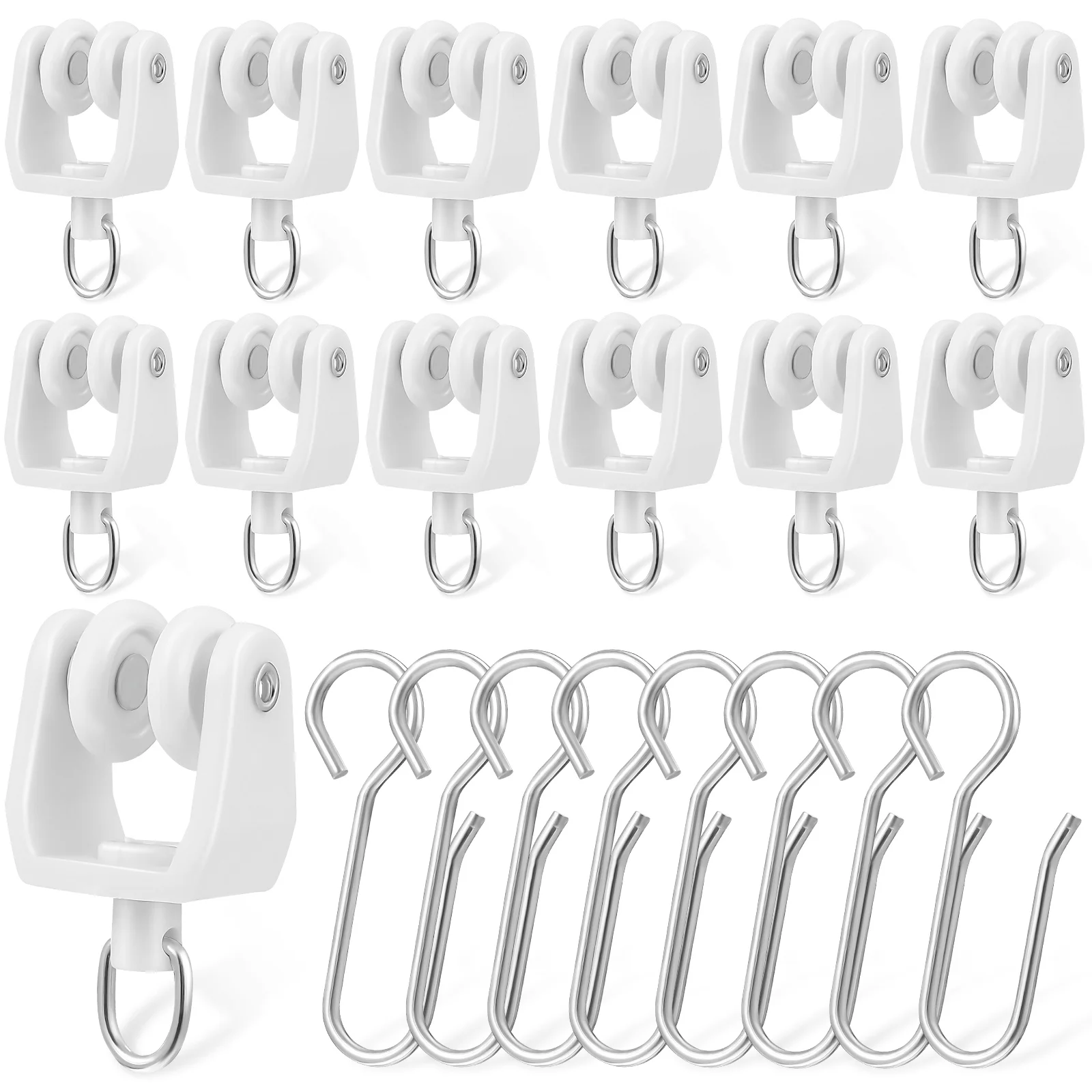 30 Pcs Accessories Curtain Sliders Track Glider Rod Hooks with Rollers Rails Camper up Gliders for Curtains
