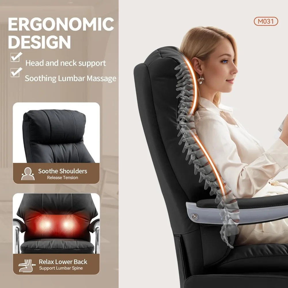 كرسي مكتب كهربائي مريح كبير وطويل القامة مع محرك مزدوج ووظيفة التدليك