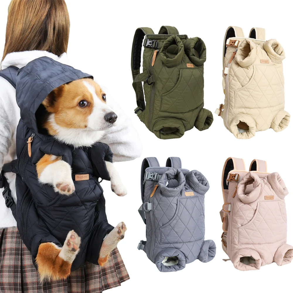 Fashion Puppy Dog Plate Carrier Backpack Winter Warm Pet Shoulder Bag with Pocket Travel Cat Mascotas Accessories for Small Dogs