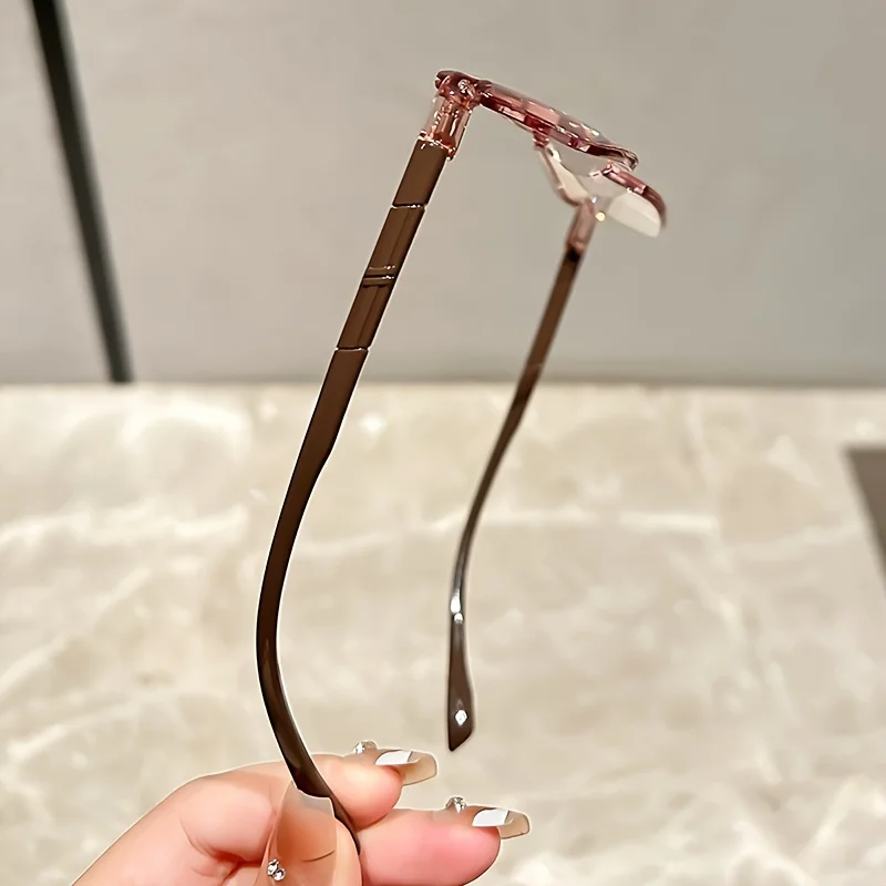 3 Pairs of Frameless Reading Glasses with Comfortable and Lightweight Design, Rectangular Elegant Edge-cut Reading Glasses