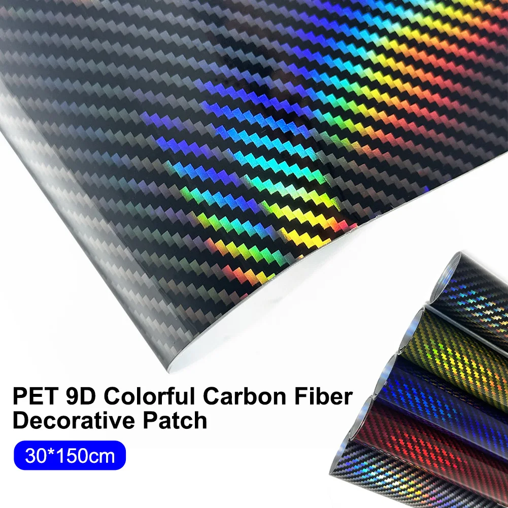 Holographic Carbon Fiber Vinyl Wrap High Gloss Car Wrapping Vinyl Film with Air Release Technology Auto Sticker Decal Film Sheet