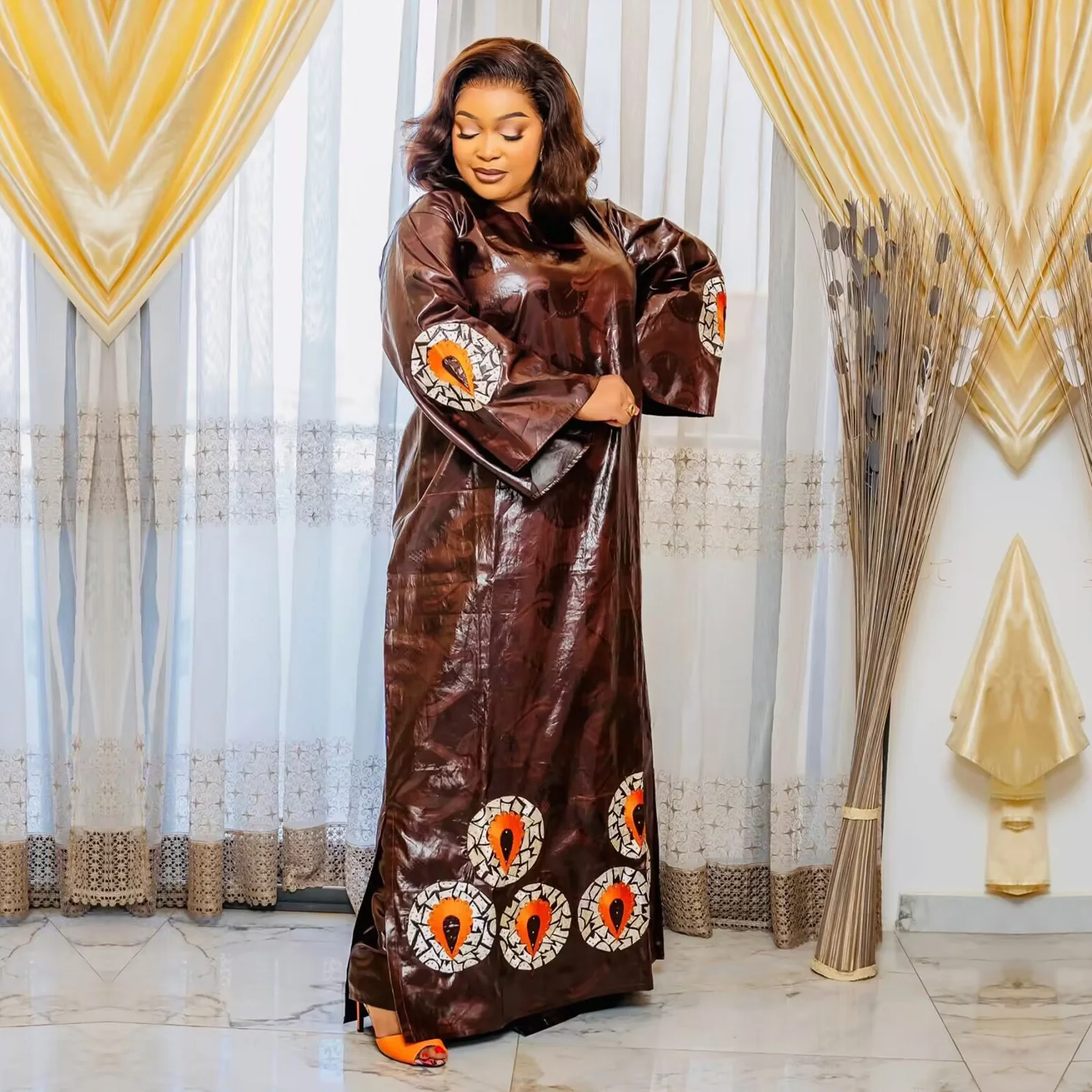

Африканские платья для женщин, роскошный материал Boubou, богатый дизайн вышивки