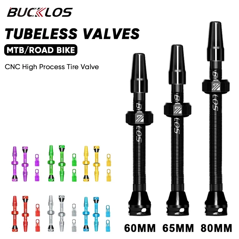 

BUCKLOS Bike Tubeless Valves MTB 60MM 65MM 80MM Mountain Road Bike Presta Valve CNC Aluminum Alloy Tire Nipples for Bicycle Part