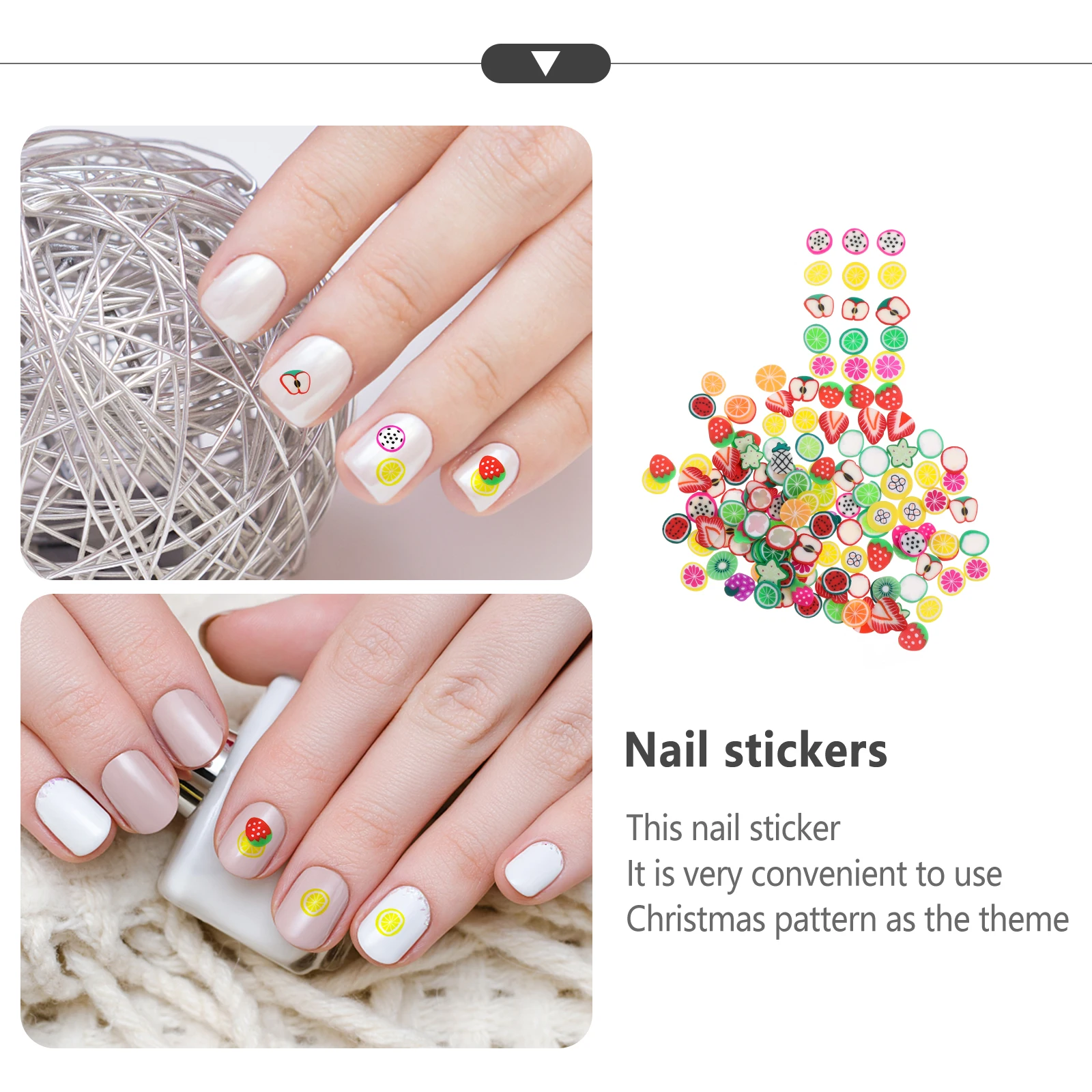

4Packs Soft Clay Fruit Slices Nail Art Resin Colorful DIY Decoration Supplies Compact Portable Manicure Nail Craft