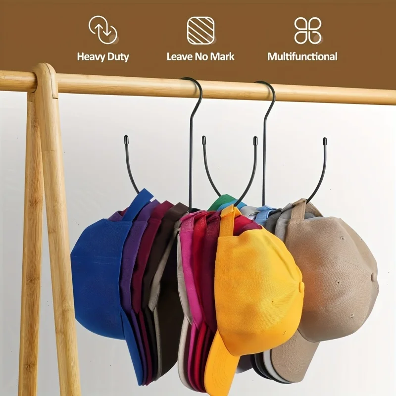 Stainless Steel Hat Rack Heavy Duty Hanging Cap Holder for Closet Store Holds 20+ Caps No Installation Portable Space Saving