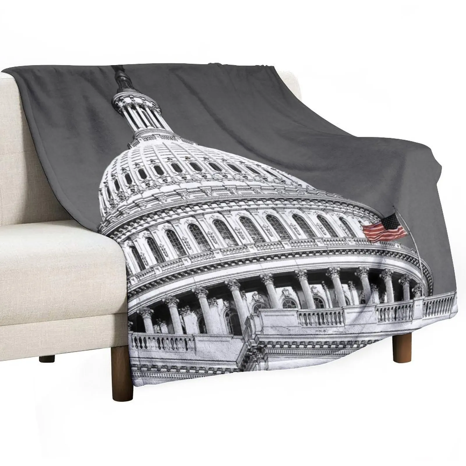 

Old Glory & The Capitol Dome Throw Blanket Warm Flannel Fabric Thins Blankets