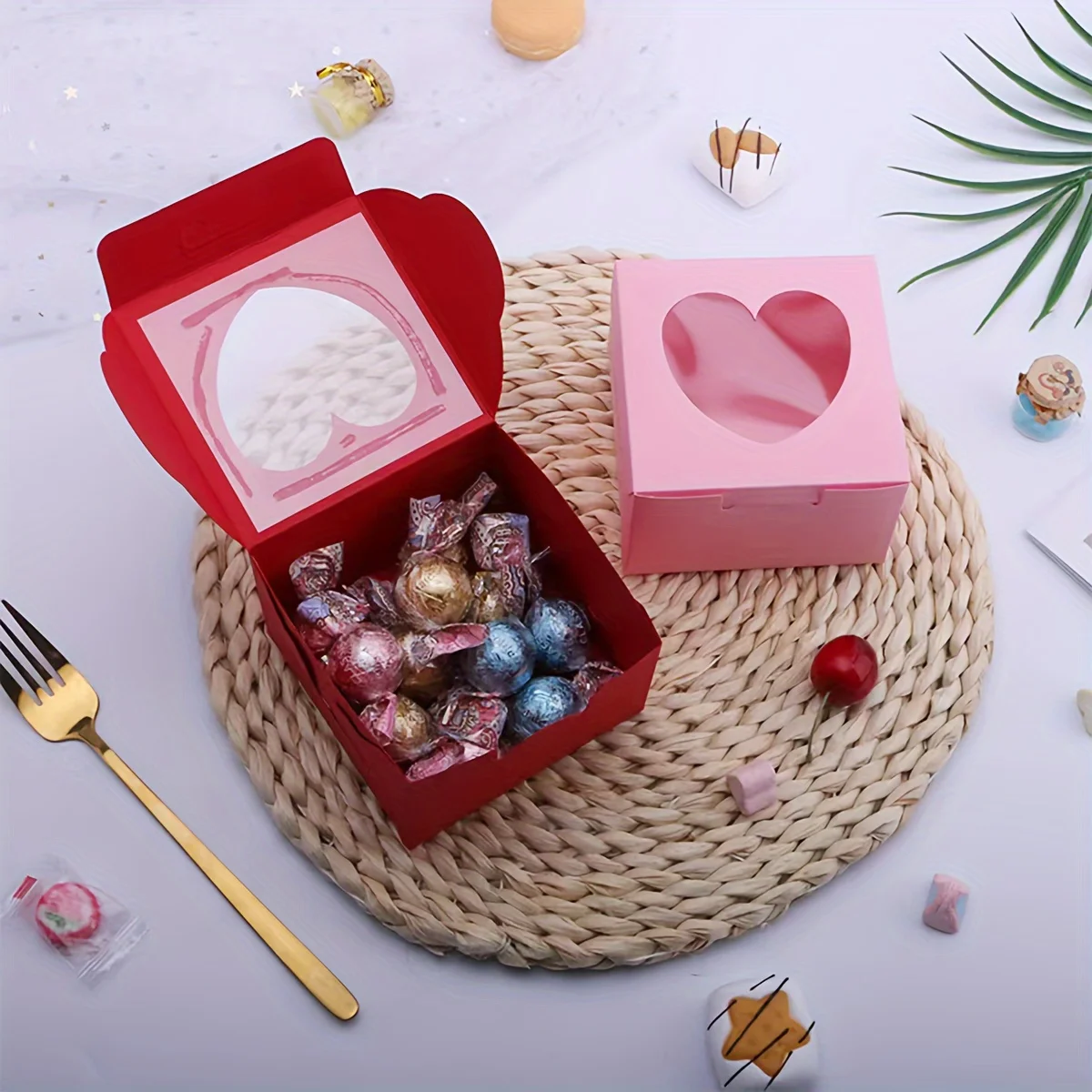 10pcs Creative Dessert Box, Used For Baking Cupcakes And French Pastry Muffin Boxes, With Transparent Window Opening Cupcake Box
