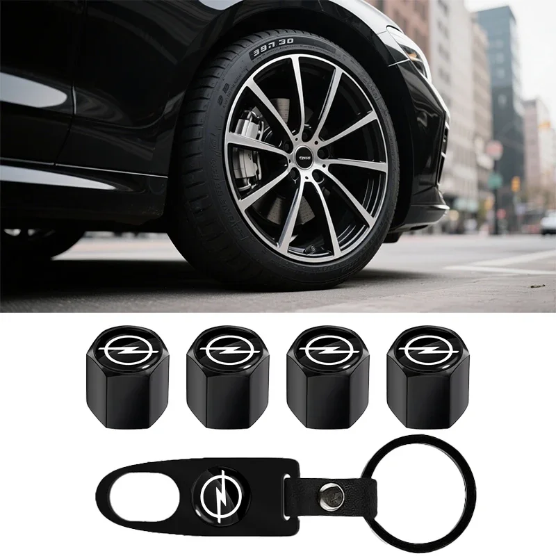 Car Tire Valve Stems Cap With Keychain Anti-Theft Compatible For Opel Astra j g Insignia Corsa d Vectra c Zafira a Auto Gadgets