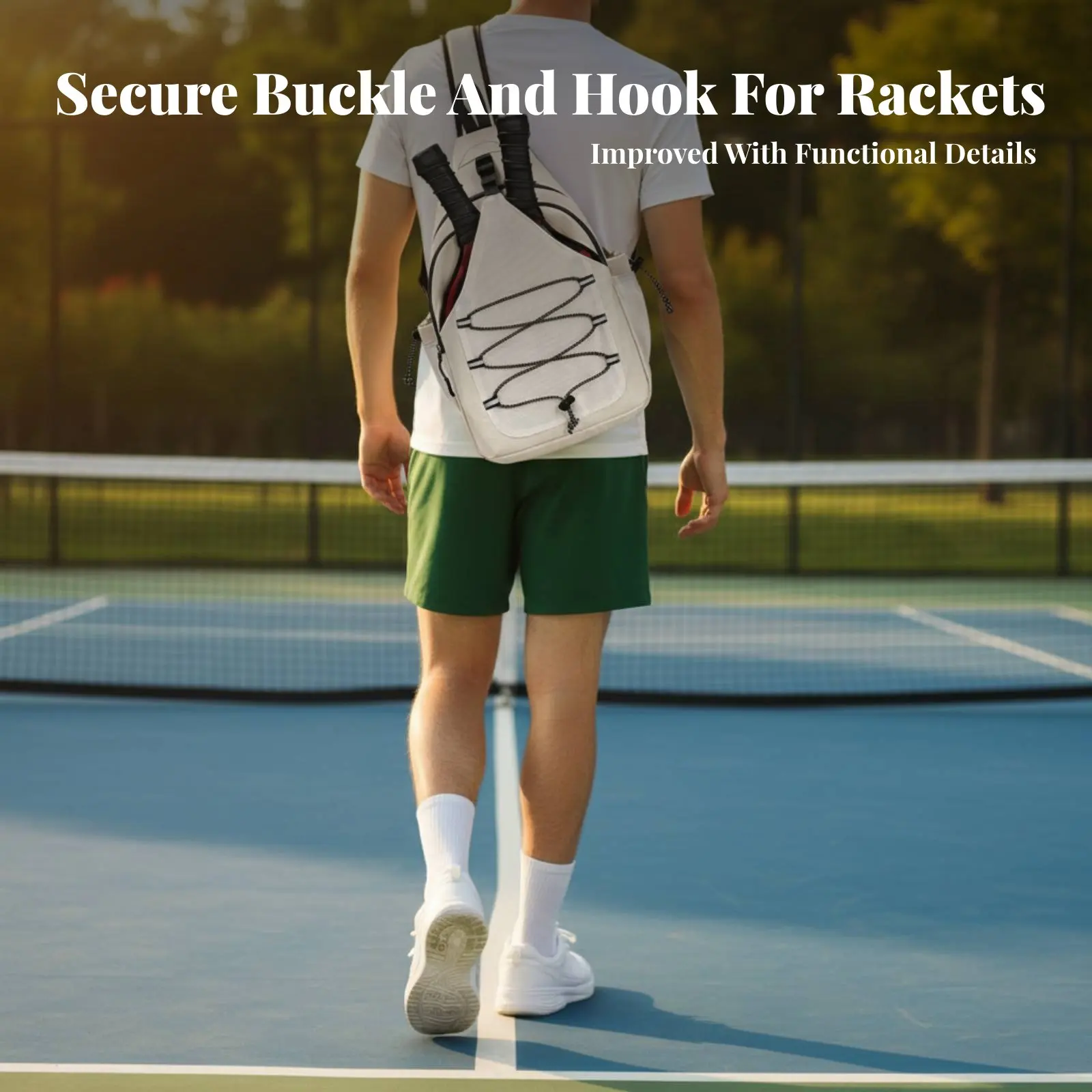 

Pickleball Crossbody Bag Padded Compartment Pickleball Equipment Bag Single Shoulder Athletic Bag Water-Resistant for Travel