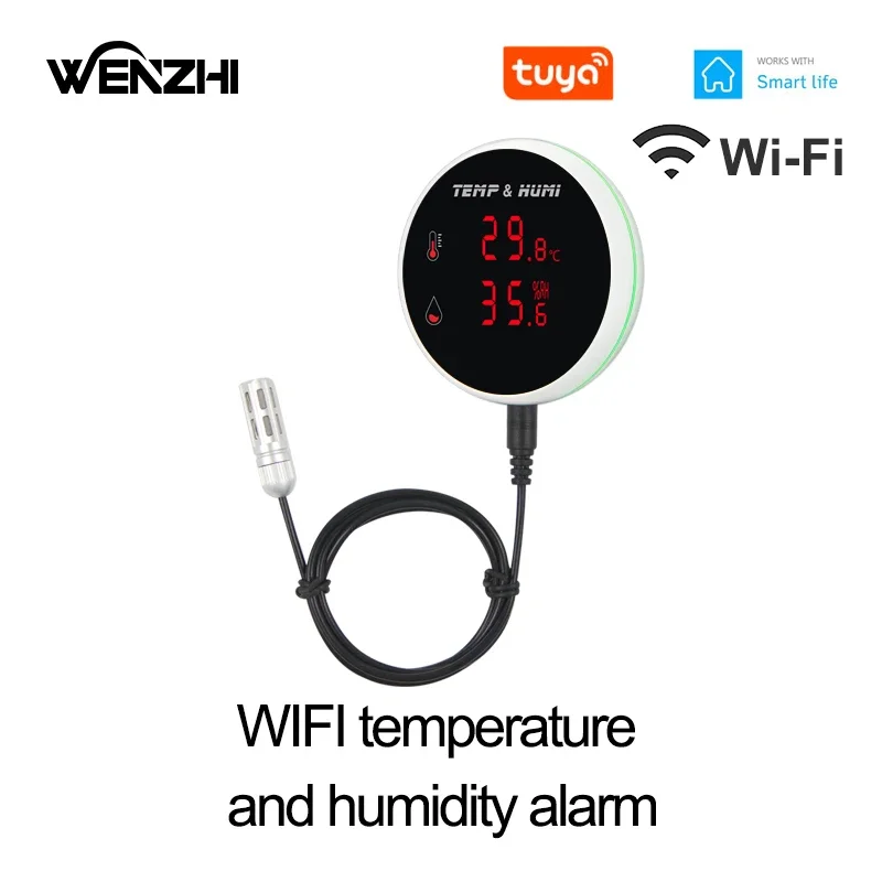WiFi Temperature Sensor Alarm Digital Ambient Thermometer Tuya Smart Life App Remote Control Home Automation Residential DIY