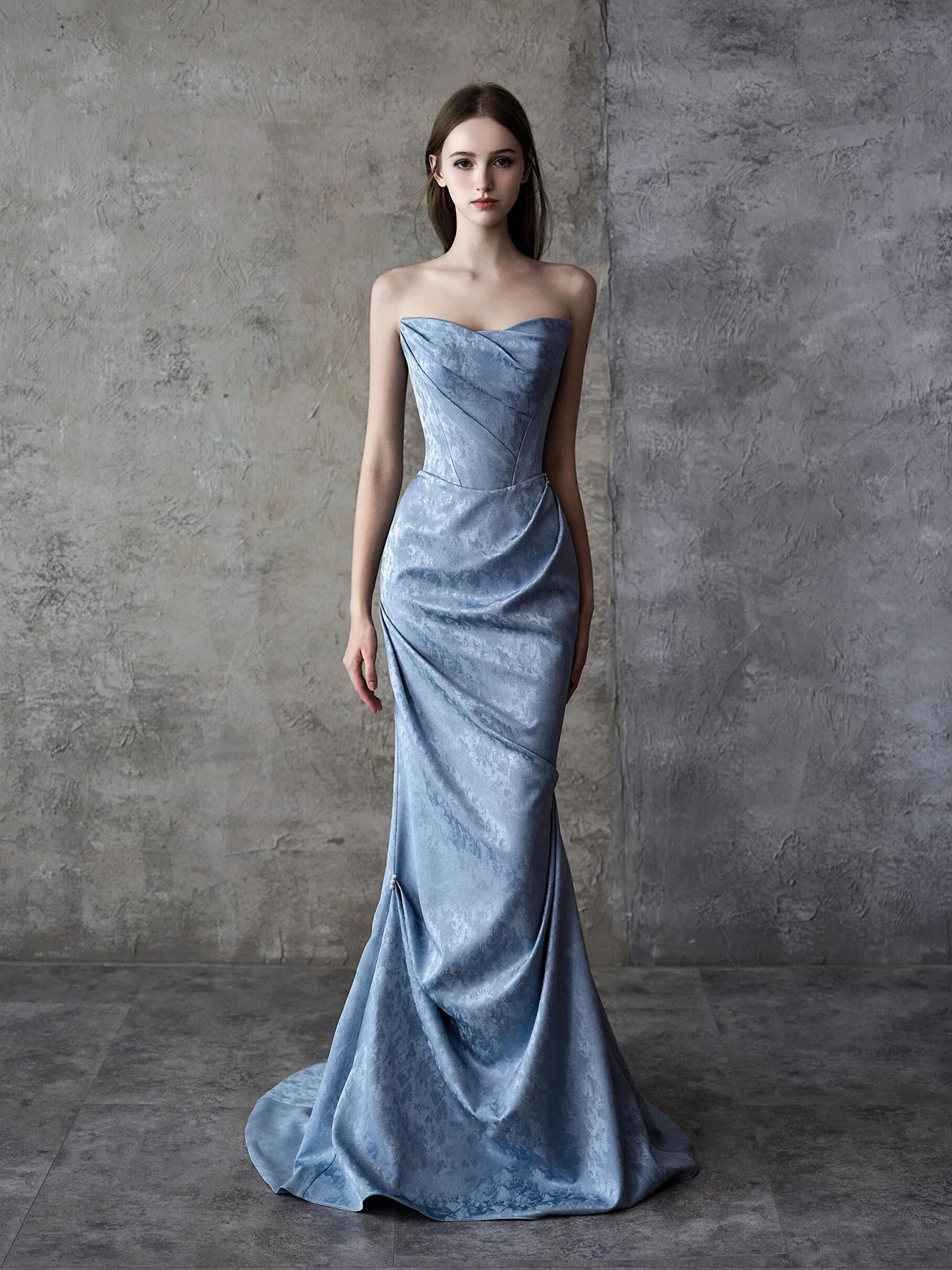 

Элегантное длинное вечернее платье с небольшим шлейфом для помолвки и свадебной церемонии, женское, с завышенной талией, для торжественных мероприятий