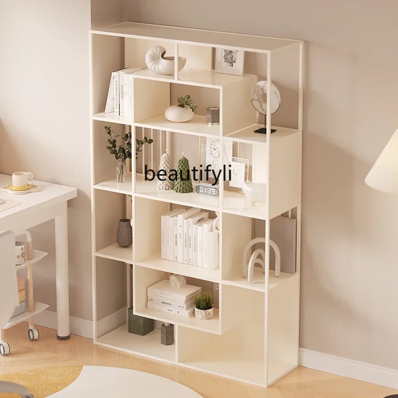 

02Modern living room light luxury wrought iron vertical, shelf household simple floor-to-wall bookcase display rack