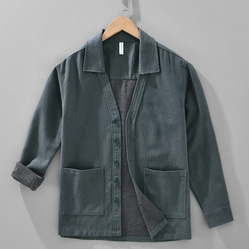 2026 Spring Autumn New Vintage Cotton Linen Loose Comfort Jackets for Men Seagull Collar Sense of Layering Streetwear Men Tops