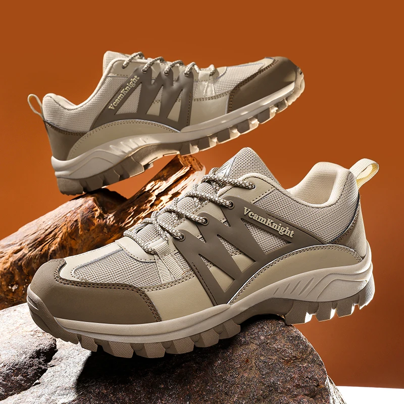 Men's Fashionable Breathable Casual Sneakers Outdoor Anti-slip Lace-up Hiking Shoes with Mesh Surface for Mountaineering Shoes