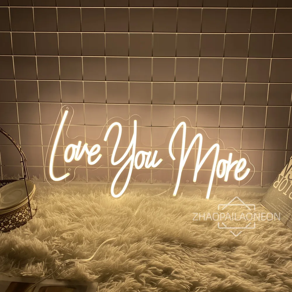 Wedding Neon Sign Led Lights Love You More Neon Lights Led Sign Wedding Decoration Party Room Bedroom Decor Wall Hanging Neon