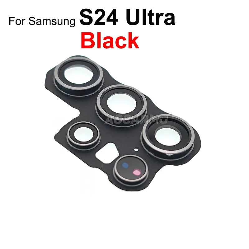 Aocarmo For Samsung Galaxy S24 Ultra S24U Rear Camera Lens With Frame Back Lens Replacement Parts